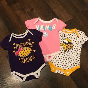 Set of 3 Minnesota Vikings Girl Onsies